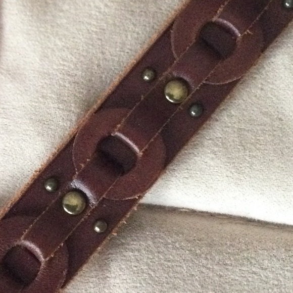 Lucky Brand Chestnut Brown Woven Studded Belt - Picture 2 of 6